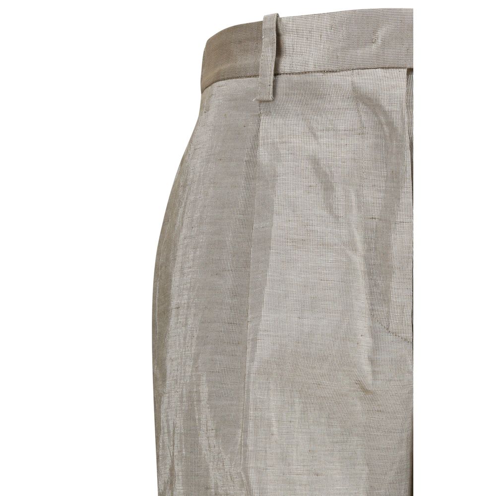 Forte_Forte Silberne Polyester-Schlaghosen