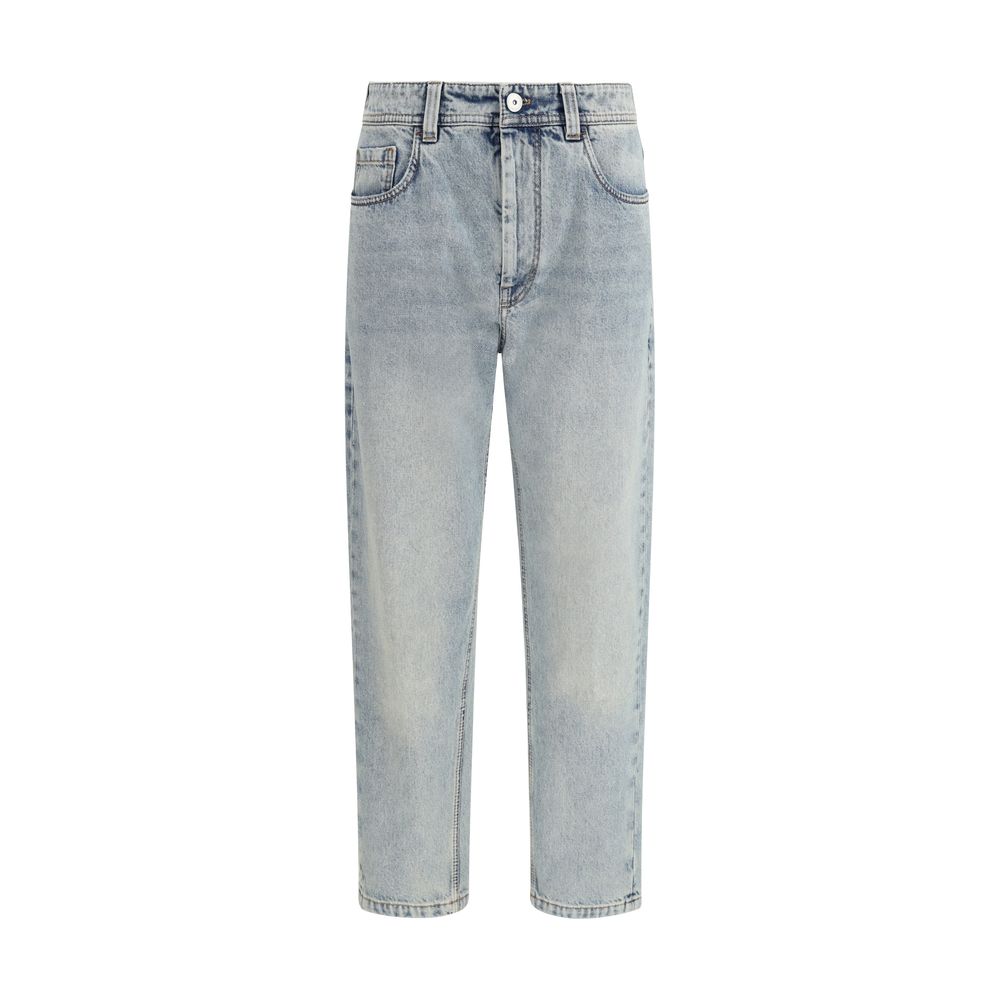 Brunello Cucinelli Blaue Jeans aus Baumwolle im geraden Schnitt