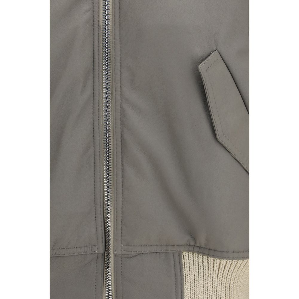 Rick Owens Beige Lederjacke
