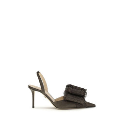 MACH & MACH Braune Raffia-Pumps