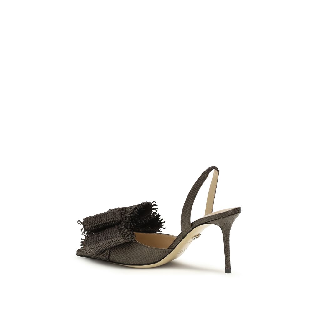 MACH & MACH Braune Raffia-Pumps