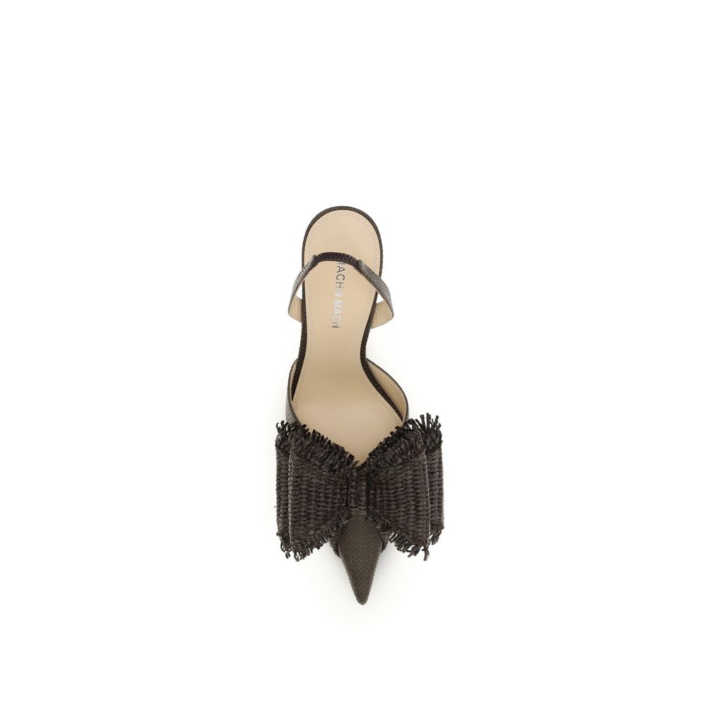 MACH & MACH Braune Raffia-Pumps