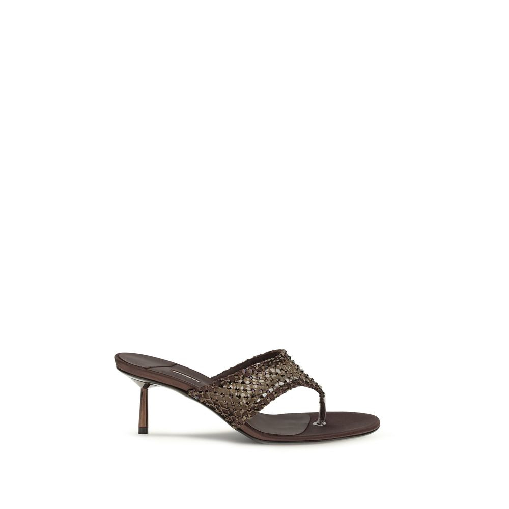 LE SILLA Braune Stiletto-Sandalen aus Ziegenleder