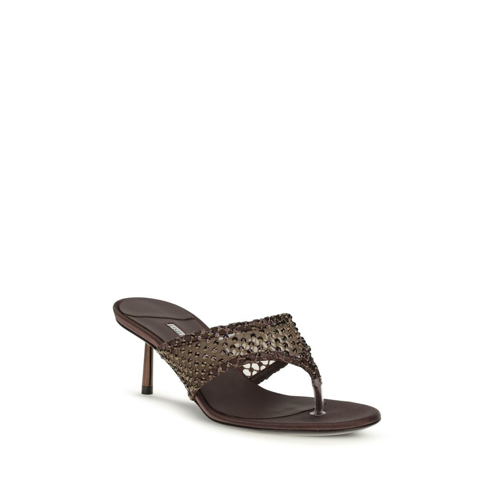 LE SILLA Braune Stiletto-Sandalen aus Ziegenleder