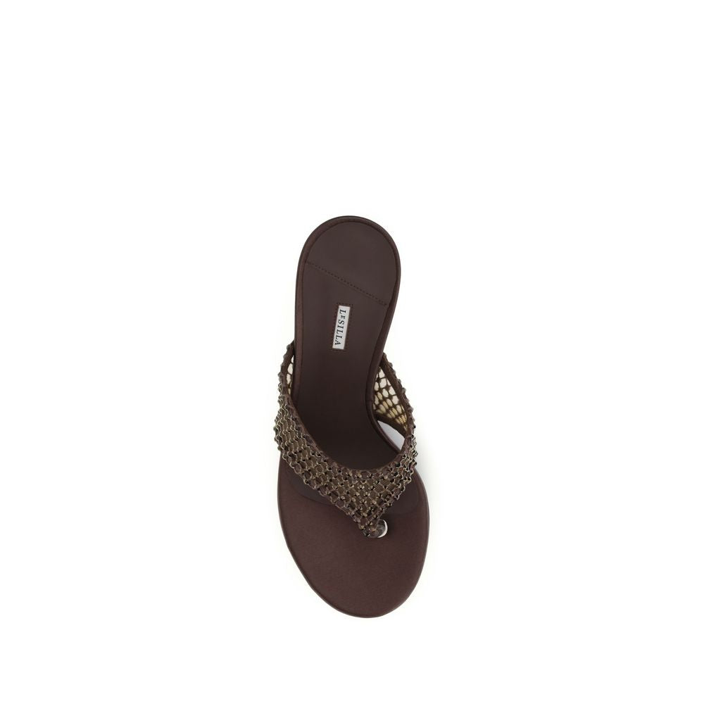 LE SILLA Braune Stiletto-Sandalen aus Ziegenleder