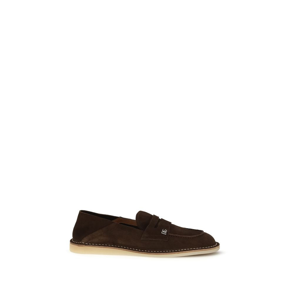 Dolce & Gabbana Braune Kalbsleder Bos Taurus Loafer zum Hineinschlüpfen
