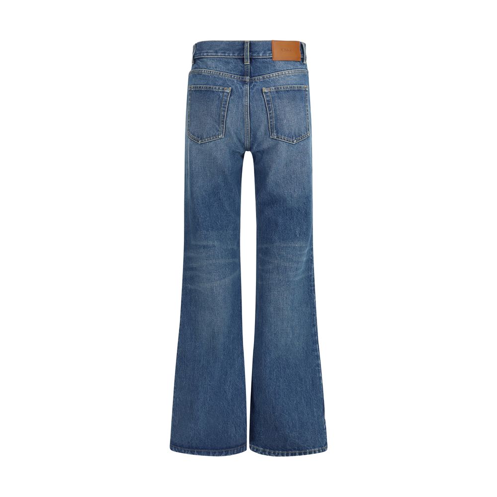 Chloé Blaue Baumwoll-Jeans mit ausgestelltem Bein
