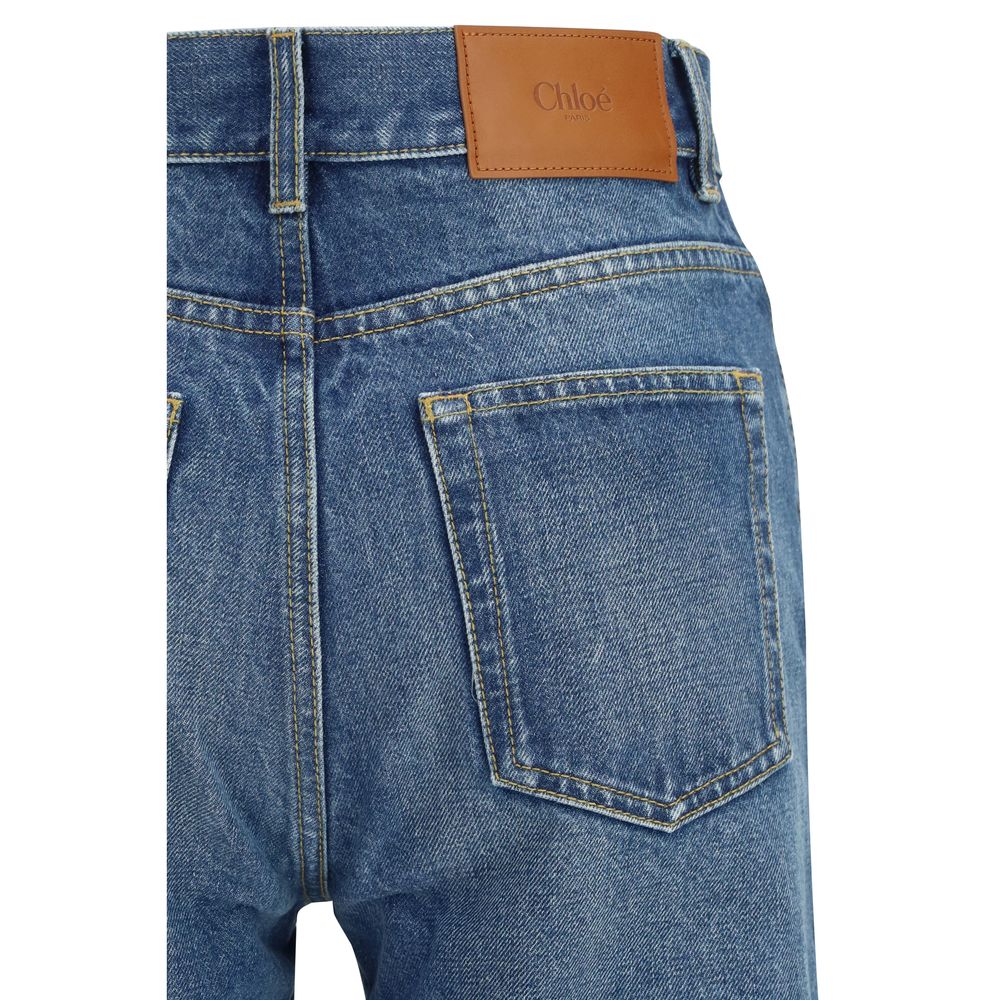 Chloé Blaue Baumwoll-Jeans mit ausgestelltem Bein