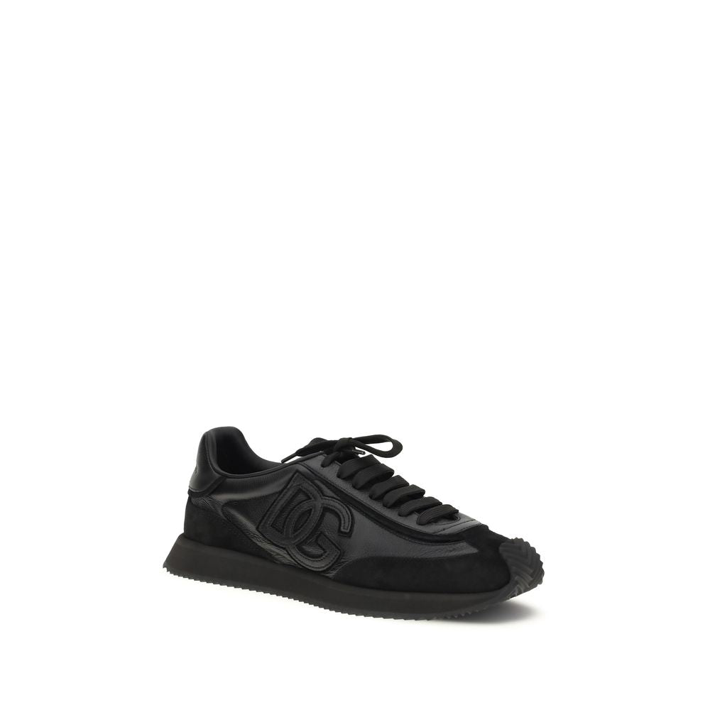 Dolce & Gabbana Schwarze Bos Taurus Kalbsleder Sneaker