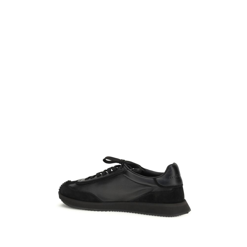 Dolce & Gabbana Schwarze Bos Taurus Kalbsleder Sneaker