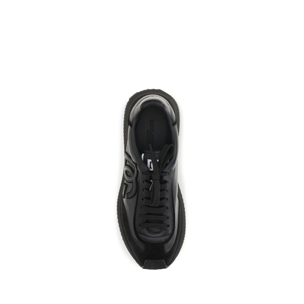 Dolce & Gabbana Schwarze Bos Taurus Kalbsleder Sneaker