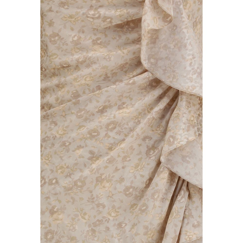 Alessandra Rich Beiges Seidenkleid für die Freizeit