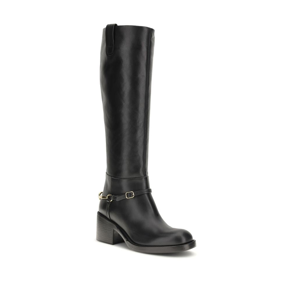 Chloé Schwarze Schnürstiefel aus Kalbsleder Bos Taurus