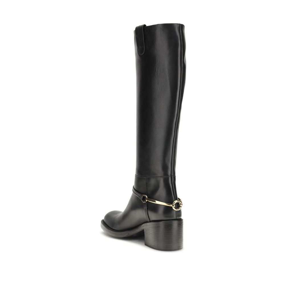 Chloé Schwarze Schnürstiefel aus Kalbsleder Bos Taurus