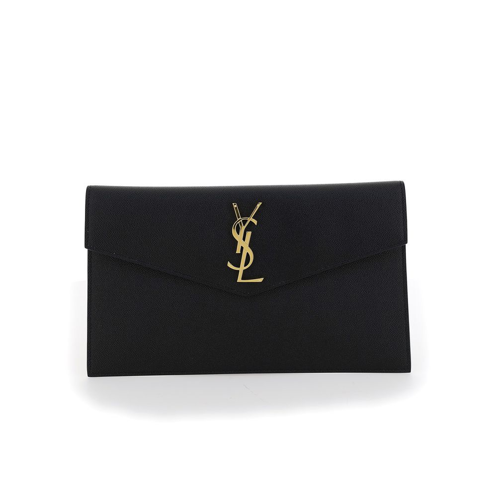 Saint Laurent Schwarze Bos Taurus Kalbsleder Clutch