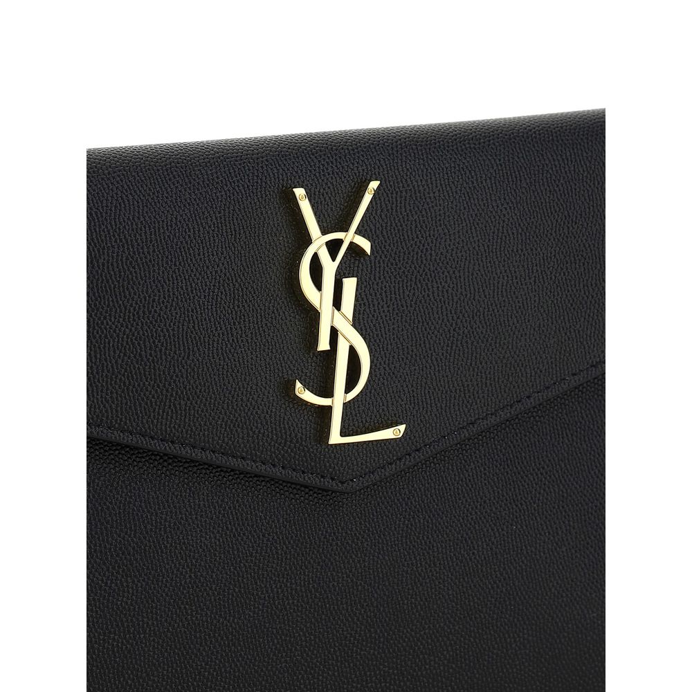 Saint Laurent Schwarze Bos Taurus Kalbsleder Clutch