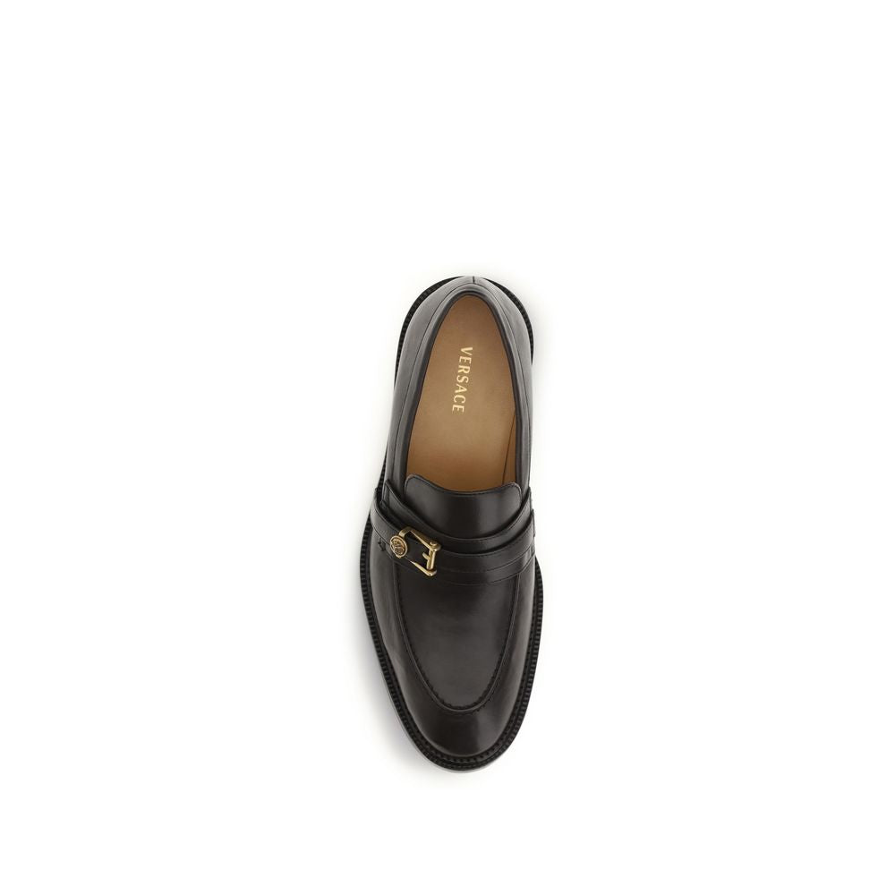 Versace Schwarze "Bos Taurus" Kalbsleder Loafer zum Hineinschlüpfen