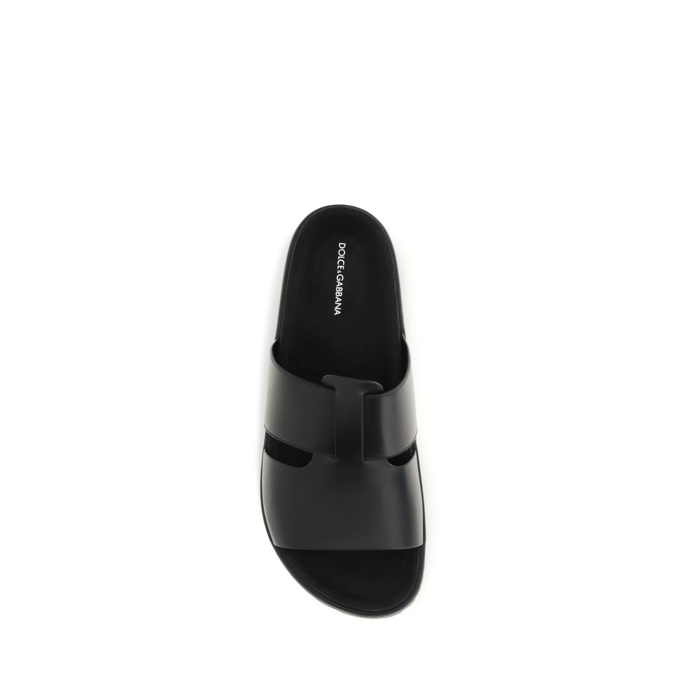 Dolce & Gabbana Schwarze Bos Taurus Sandalen aus Kalbsleder