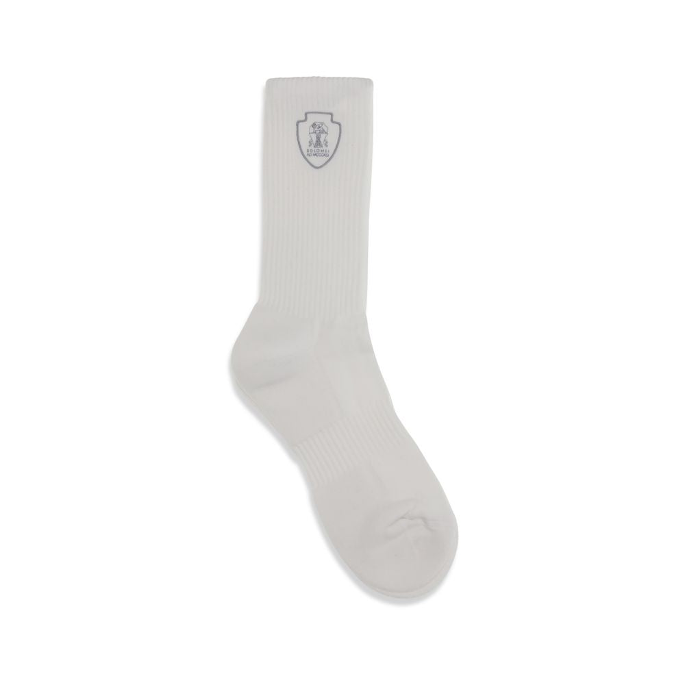 Brunello Cucinelli Weiße Baumwollsocken