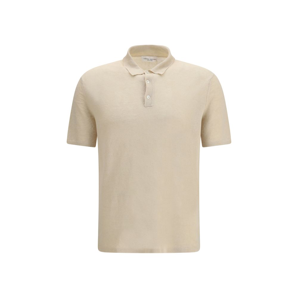 Roberto Collina Beige Leinen Poloshirt