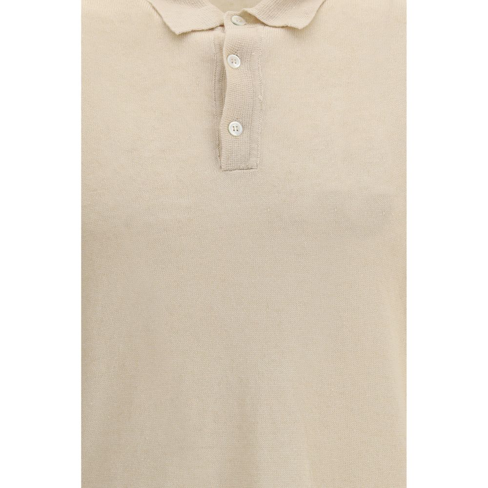 Roberto Collina Beige Leinen Poloshirt