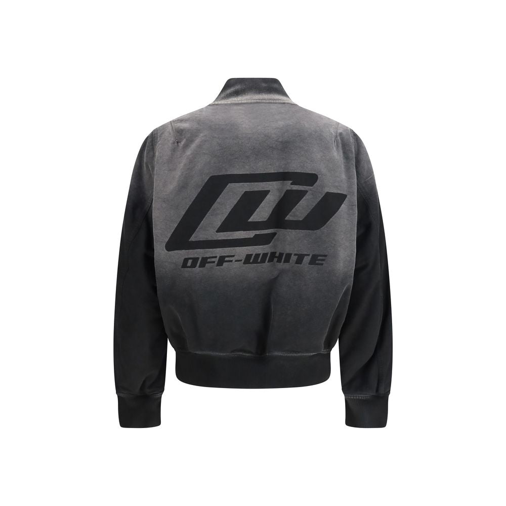 Off-White Schwarze Baumwolljacke in voller Länge
