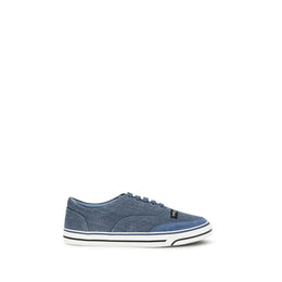 Dolce & Gabbana Blaue Sneaker aus Leinen, Low-Top