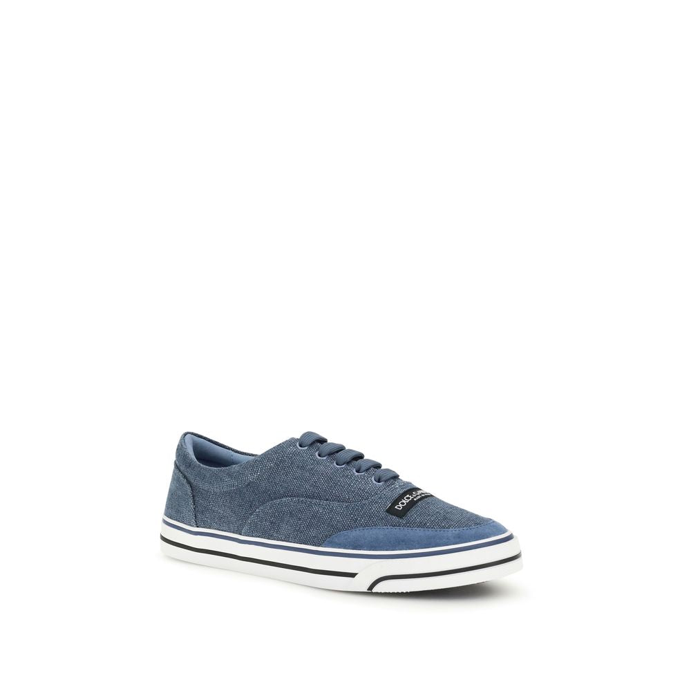 Dolce & Gabbana Blaue Sneaker aus Leinen, Low-Top
