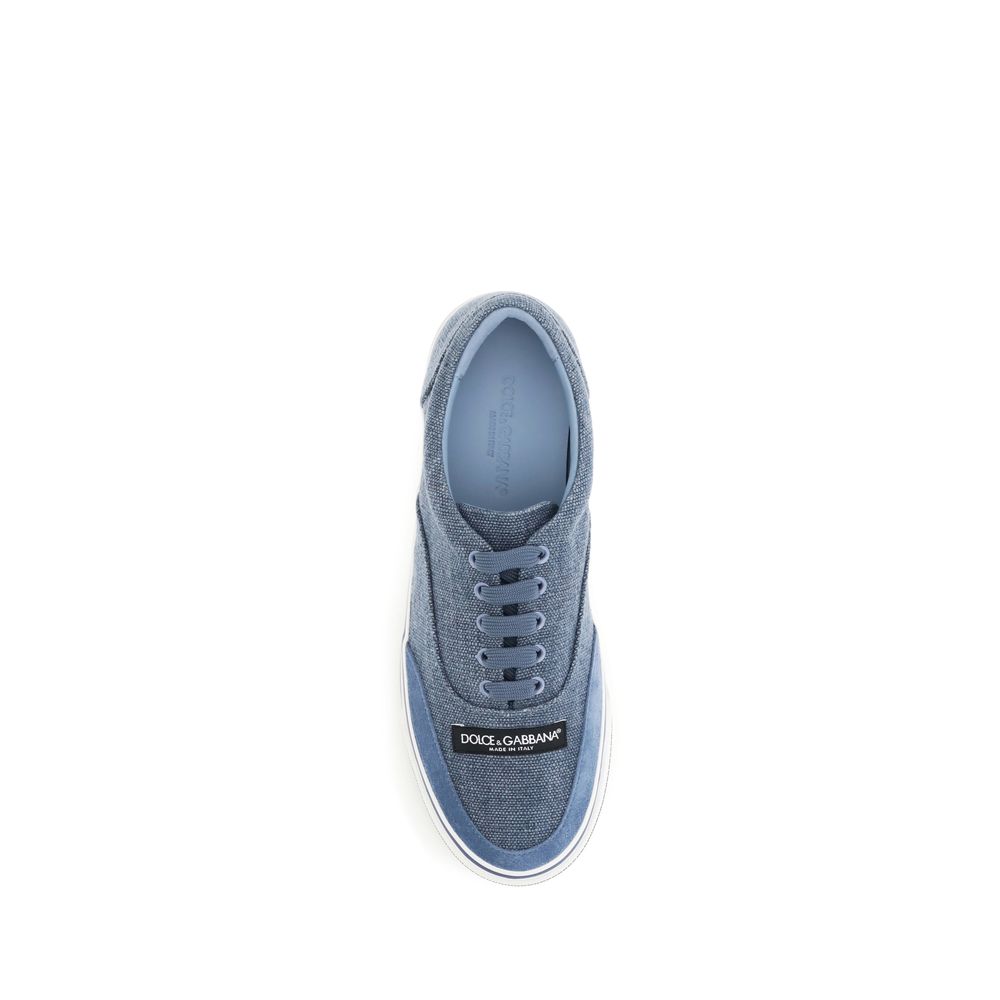 Dolce & Gabbana Blaue Sneaker aus Leinen, Low-Top