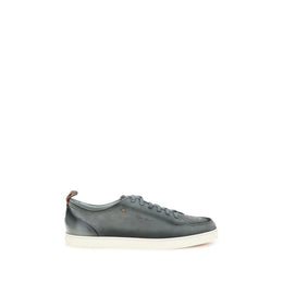 Santoni Graue Bos Taurus Kalbsleder Low-Top-Sneaker