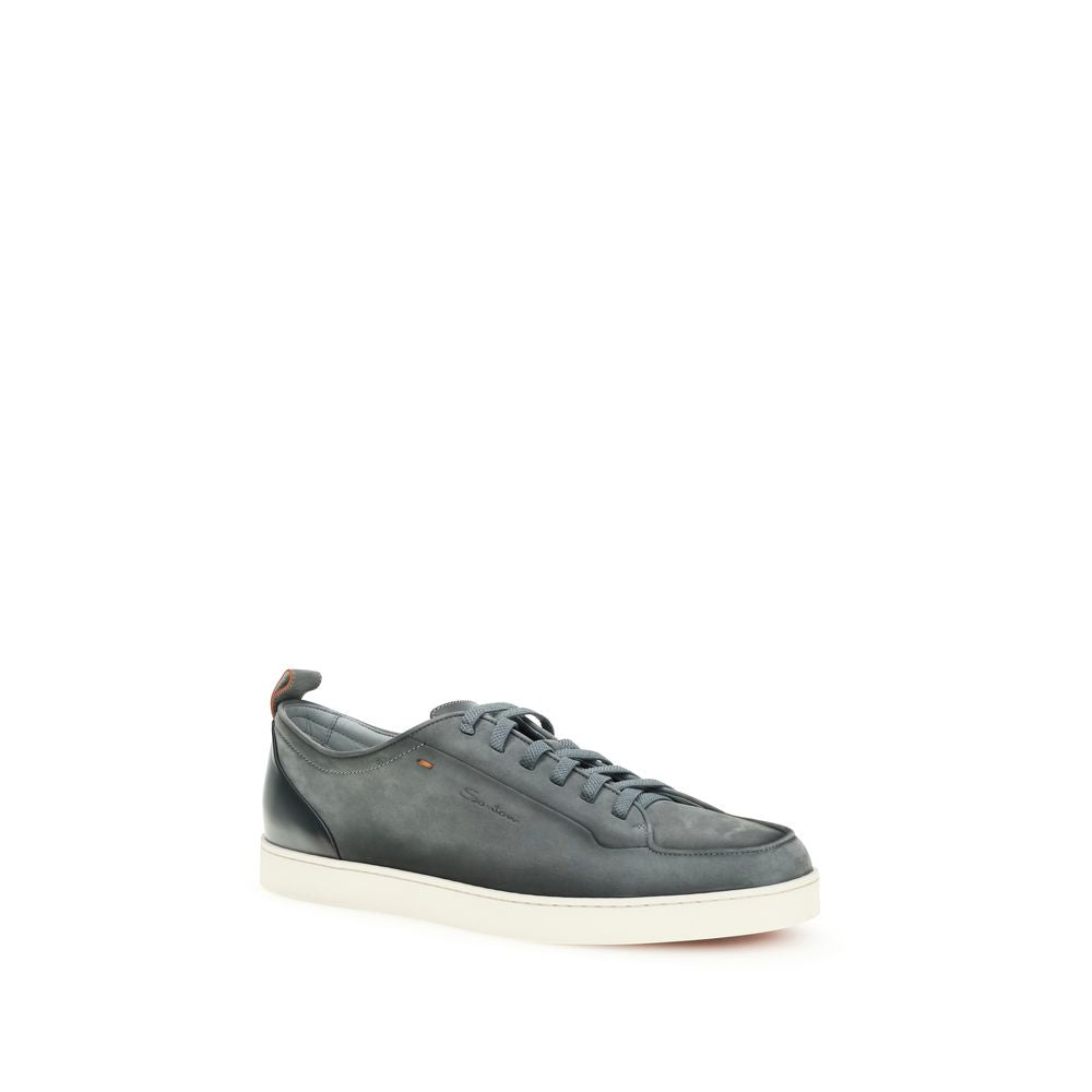 Santoni Graue Bos Taurus Kalbsleder Low-Top-Sneaker