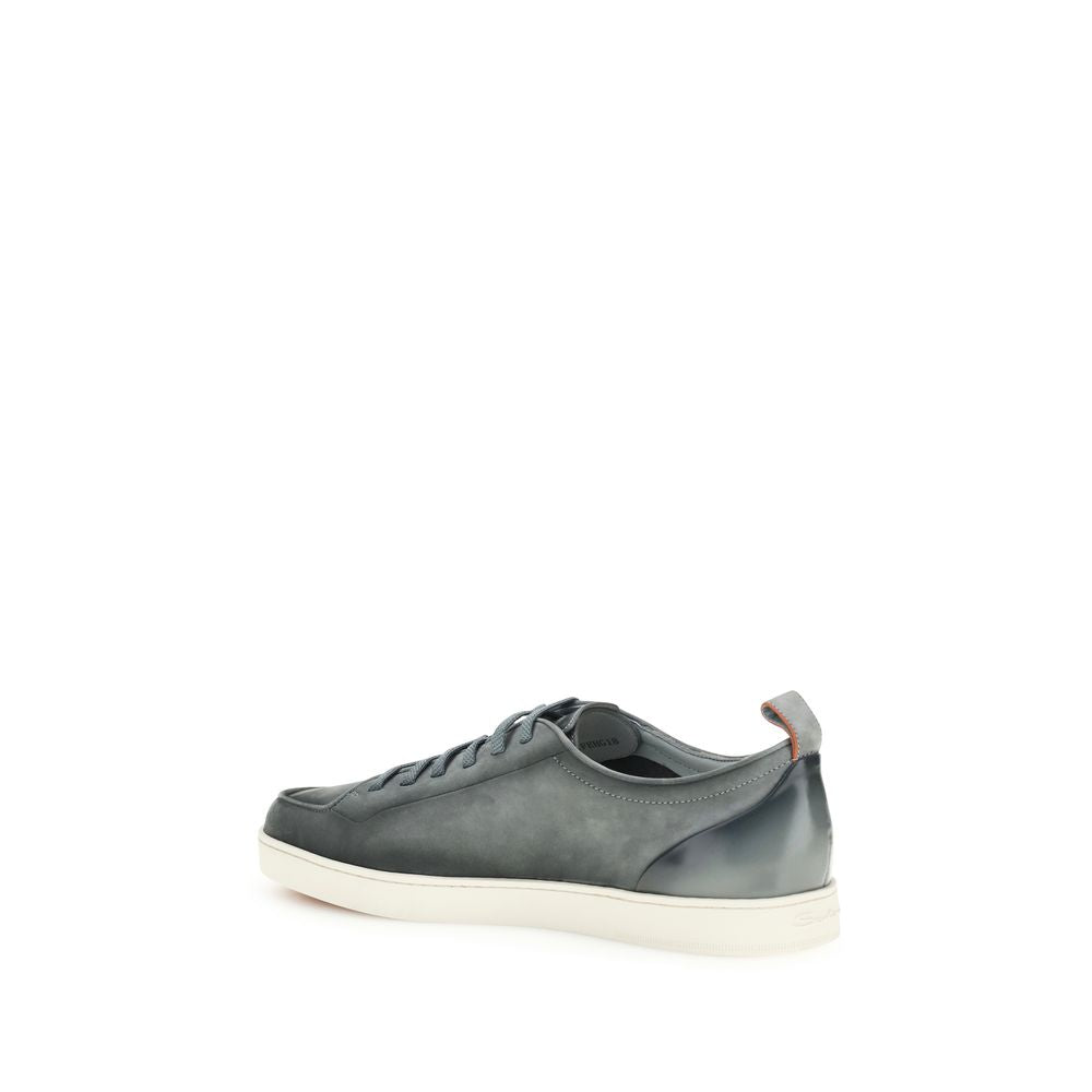 Santoni Graue Bos Taurus Kalbsleder Low-Top-Sneaker