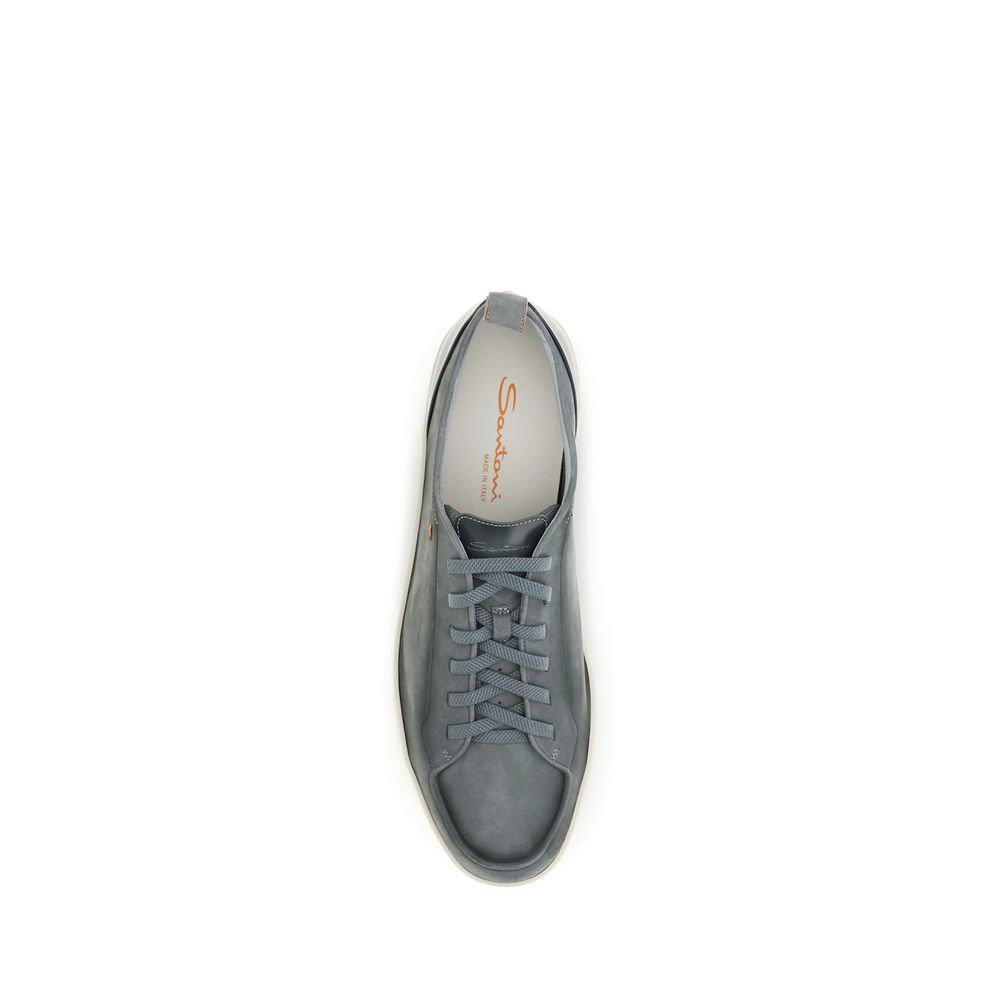 Santoni Graue Bos Taurus Kalbsleder Low-Top-Sneaker