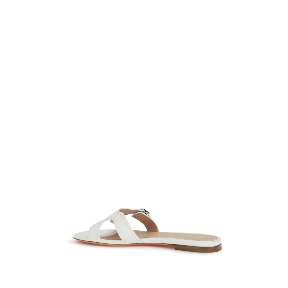 Santoni Weiße Bos Taurus Kalbsleder-Sandalen