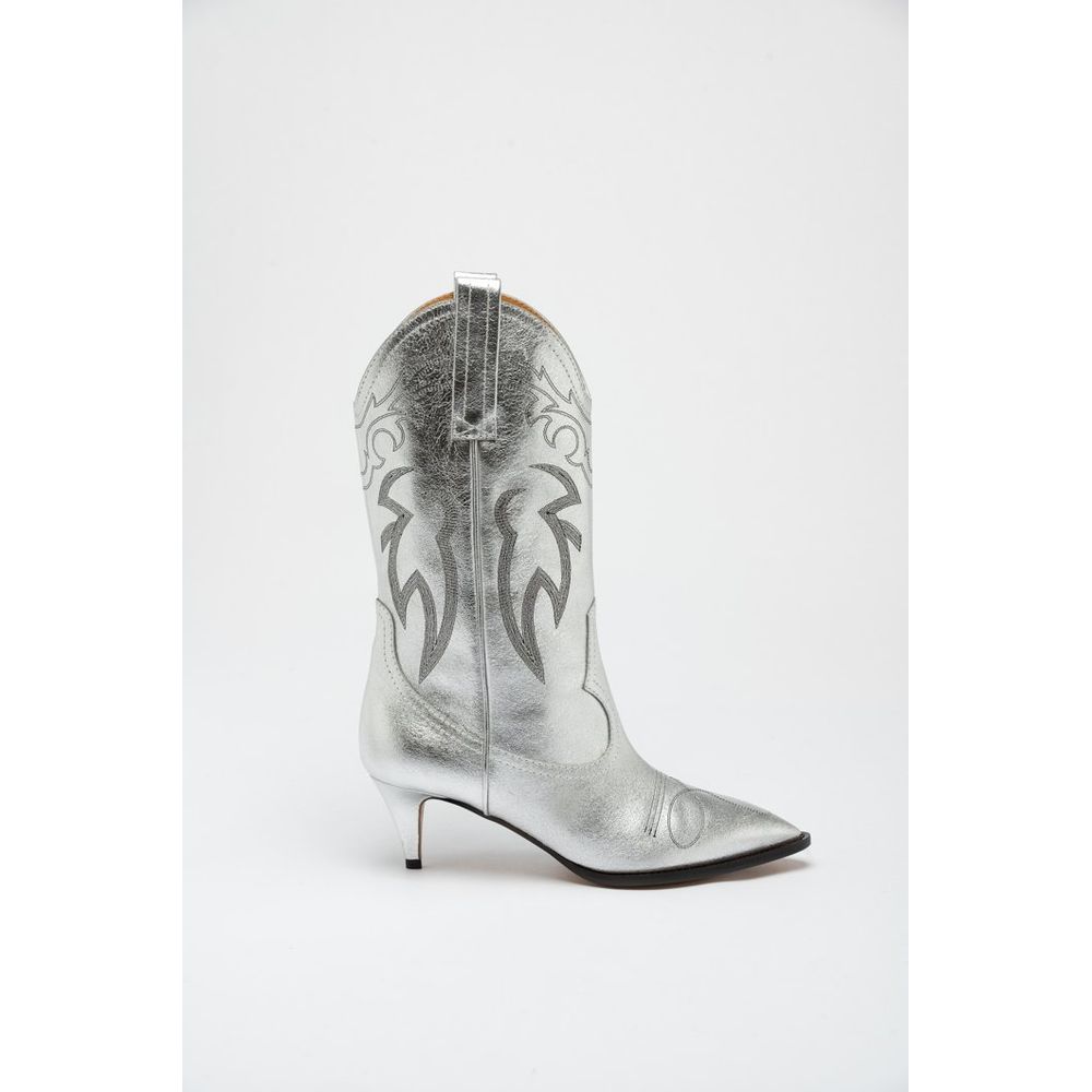 Moschino Mehrfarbige High Heel Stiefel aus Viskose