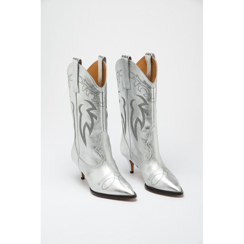 Moschino Mehrfarbige High Heel Stiefel aus Viskose