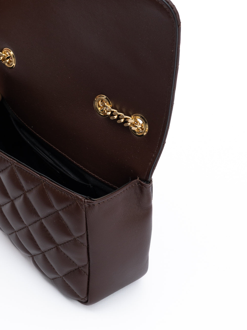 Versace Braune gesteppte Leder-Umhängetasche
