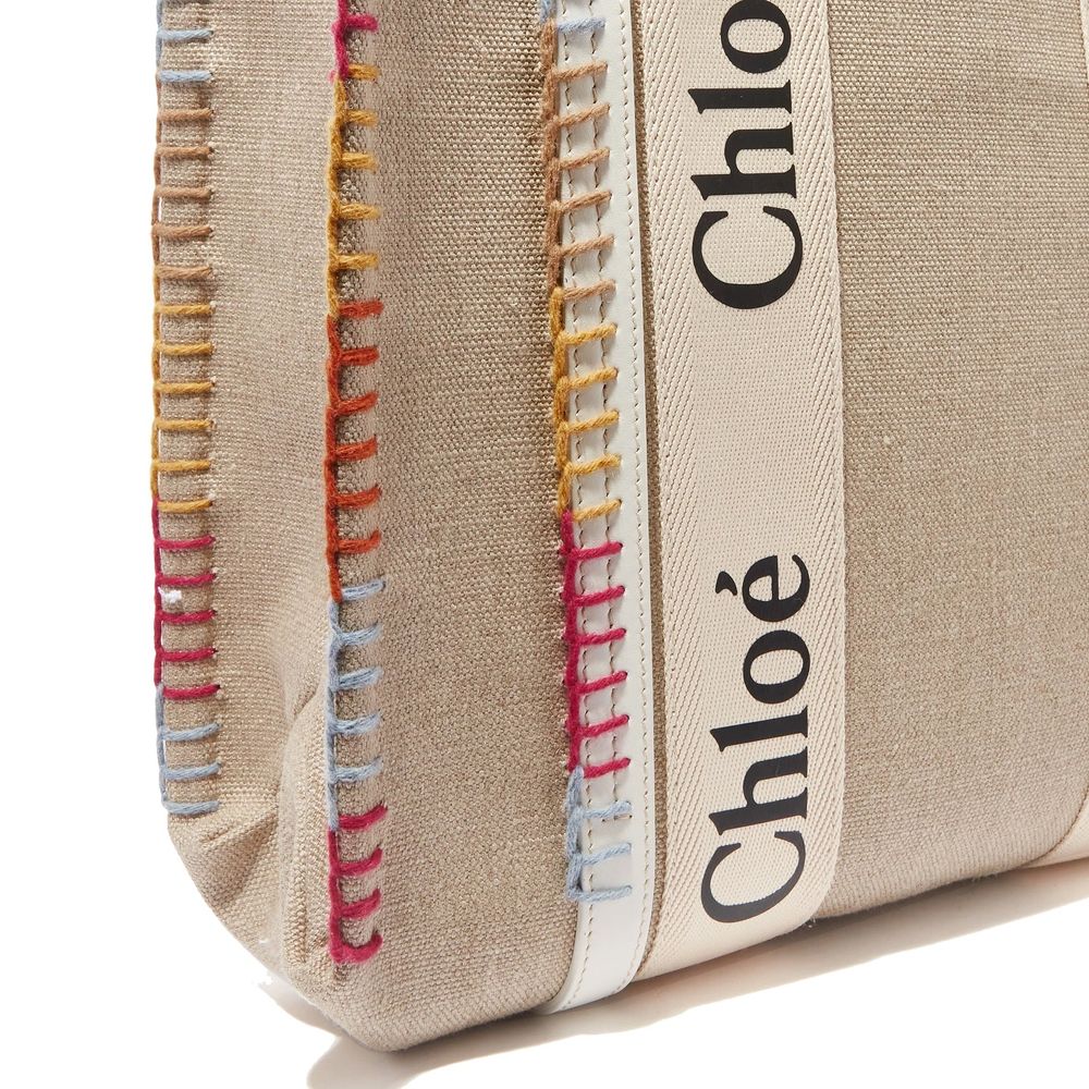 Chloé Beige Leinen-Tragetasche