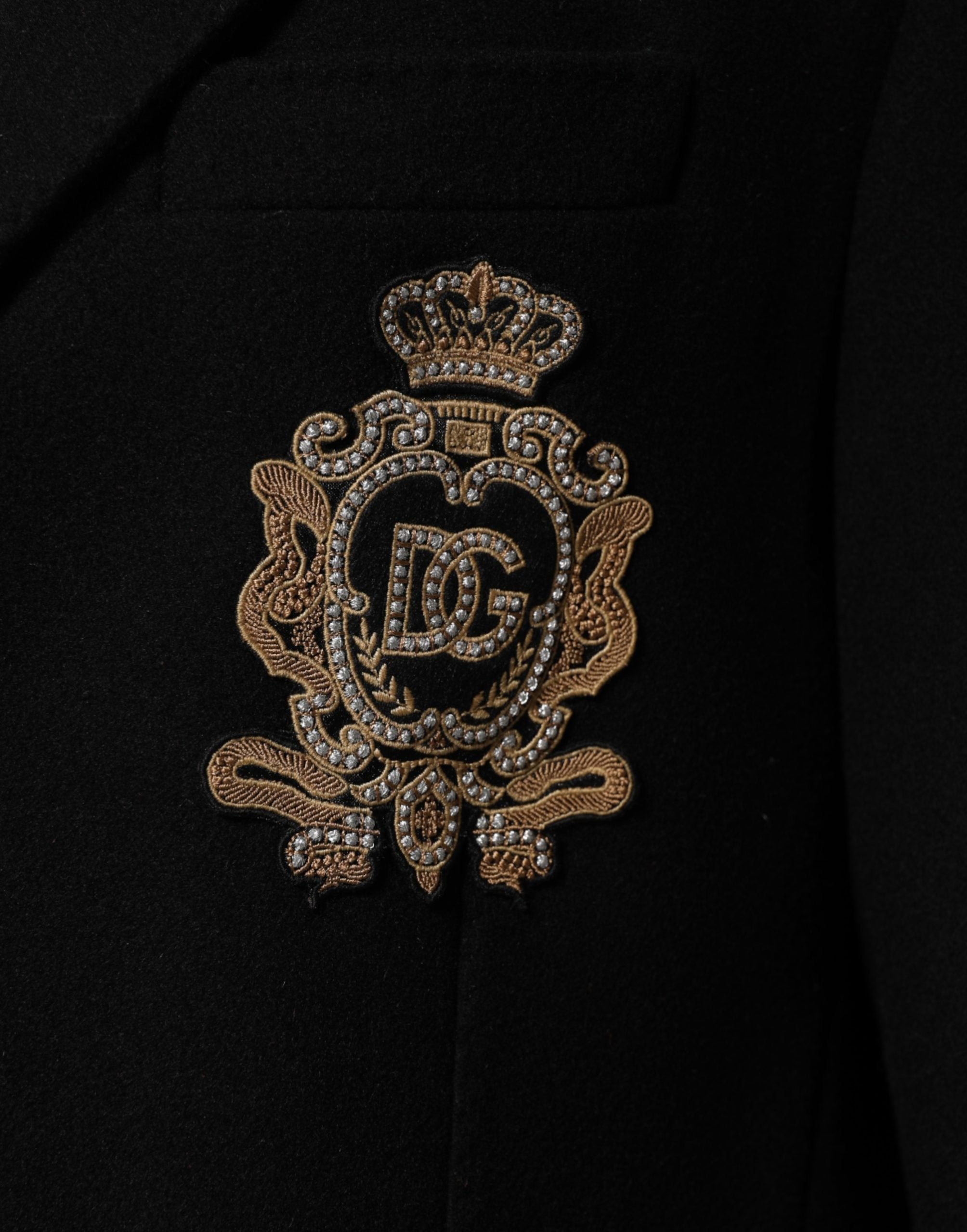 Dolce & Gabbana Schwarzer Blazer mit heraldischem Patch, einreihig
