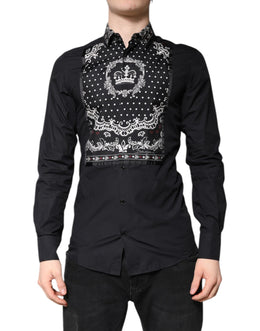 Dolce & Gabbana Schwarz Weißes Bandana GOLD Formelles Hemd