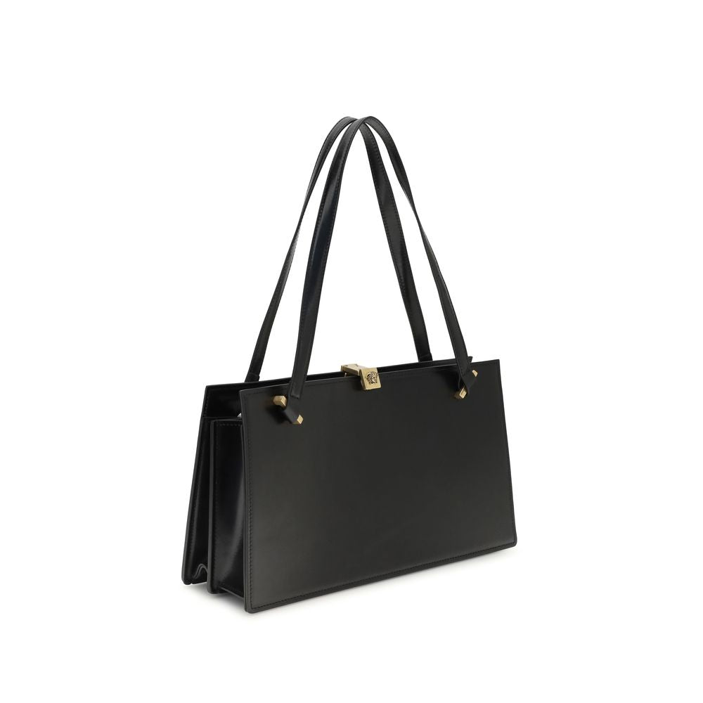 Versace Schwarze Bos Taurus Kalbsleder Schultertasche