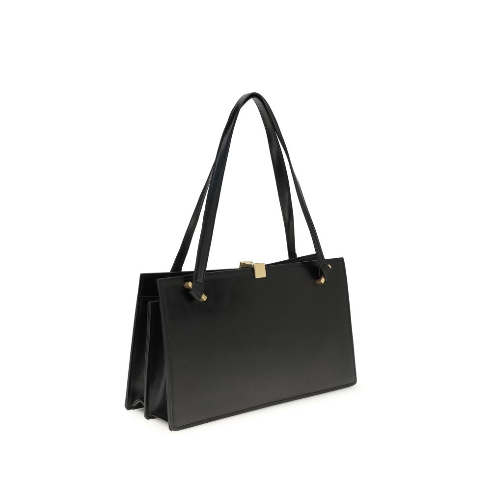 Versace Schwarze Bos Taurus Kalbsleder Schultertasche