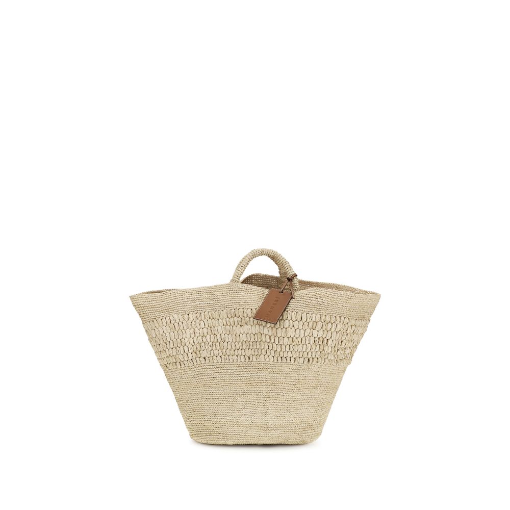 Manebi Beige Raffia Handtasche