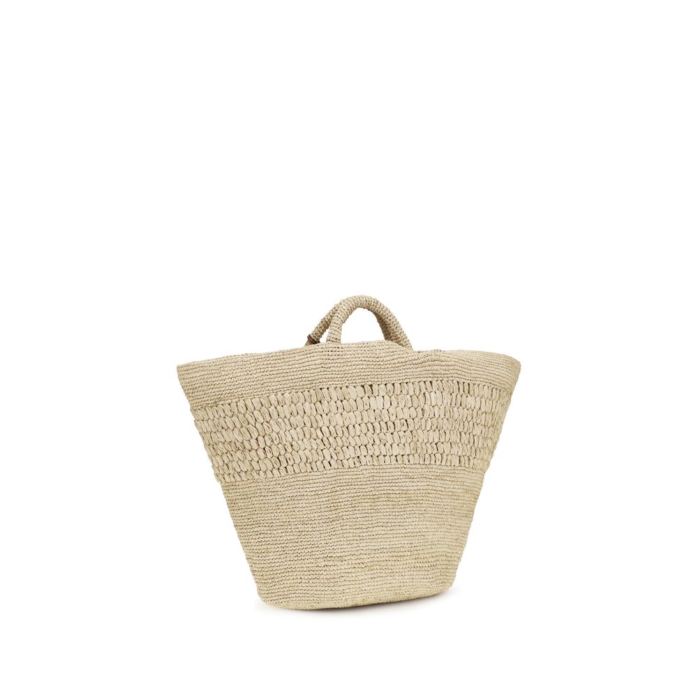 Manebi Beige Raffia Handtasche