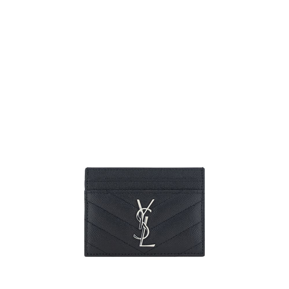 Saint Laurent Schwarzes Kalbsleder Bos Taurus Portemonnaie