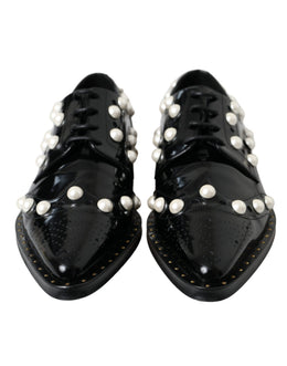 Dolce & Gabbana Schwarze Leder Brogues mit Kunstperlenbesatz