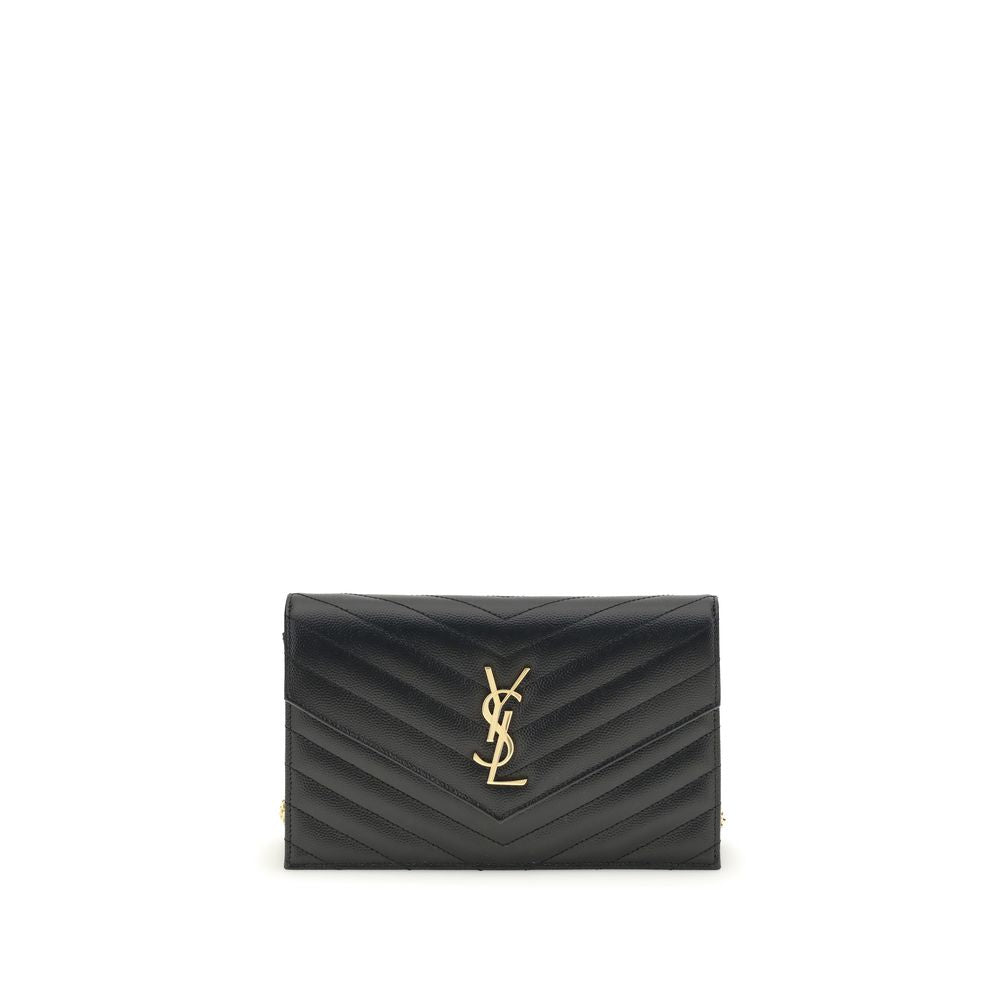 Saint Laurent Schwarze Bos Taurus Kalbsleder Schultertasche