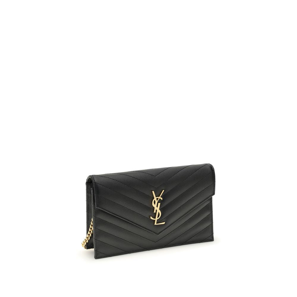Saint Laurent Schwarze Bos Taurus Kalbsleder Schultertasche