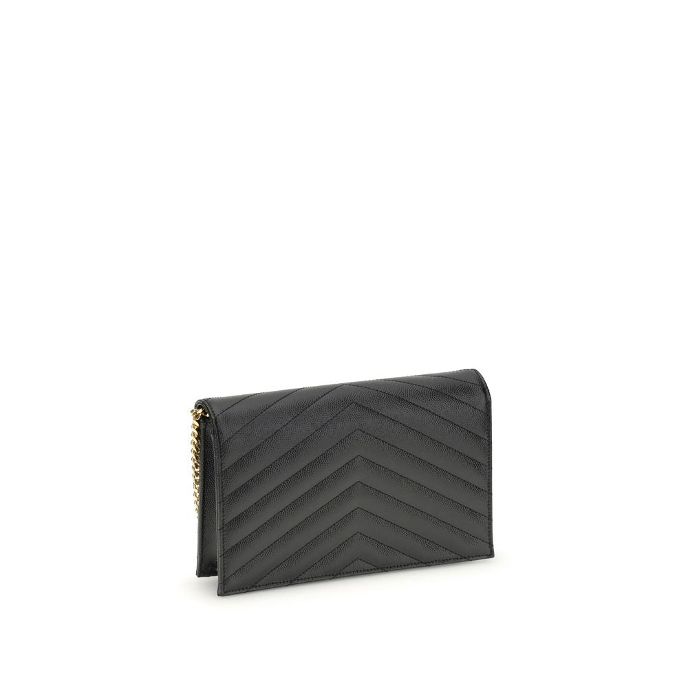 Saint Laurent Schwarze Bos Taurus Kalbsleder Schultertasche