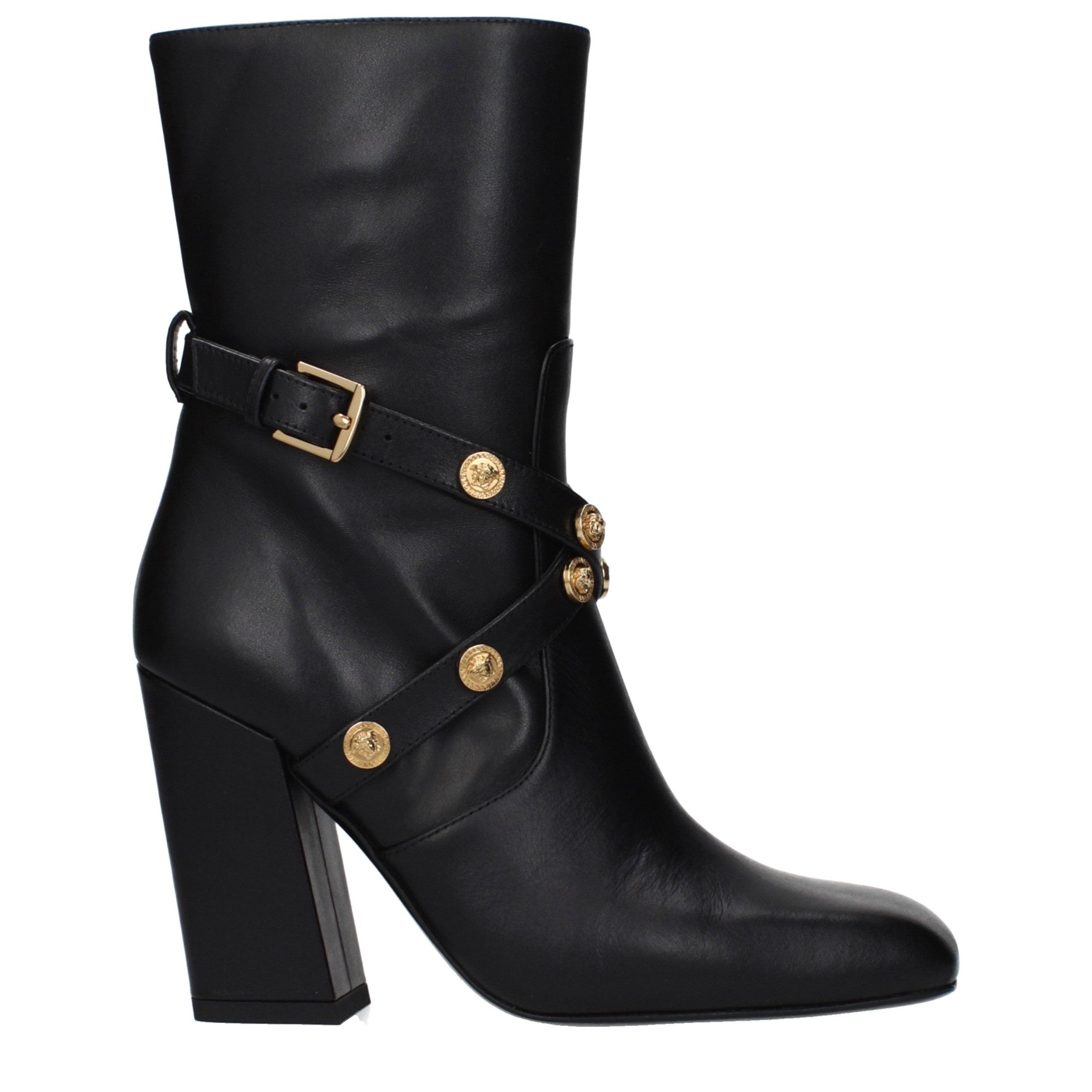 Versace Schwarze Leder-Stiefeletten